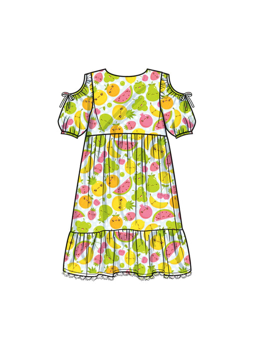 S9933 Children's and Girls' Dress with Sleeve Variations