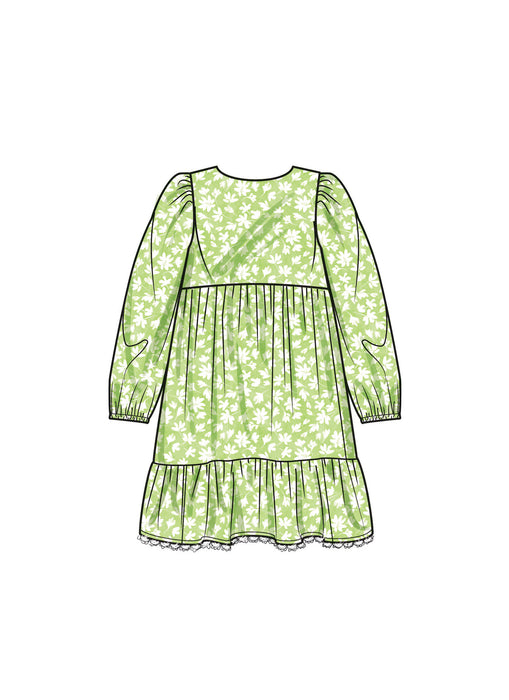 S9933 Children's and Girls' Dress with Sleeve Variations
