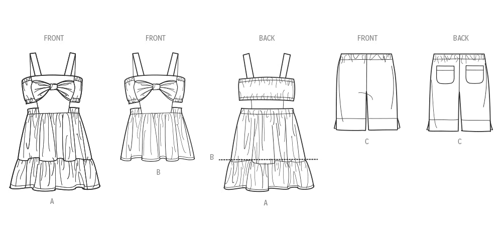S9962 Children's Dress, Top and Shorts