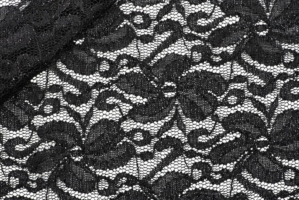 Glitter stretch lace - BLACK