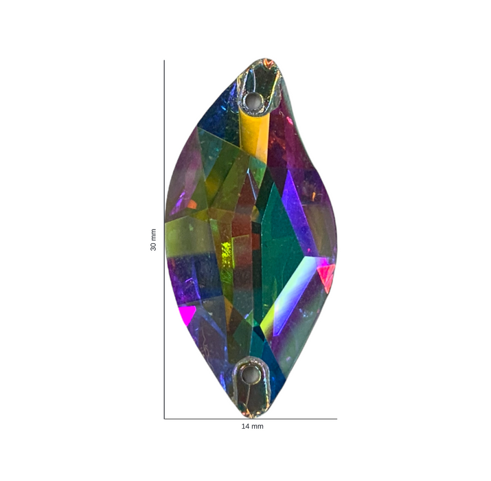 CRYSTAL AB - LEAF - 14 X 30 MM