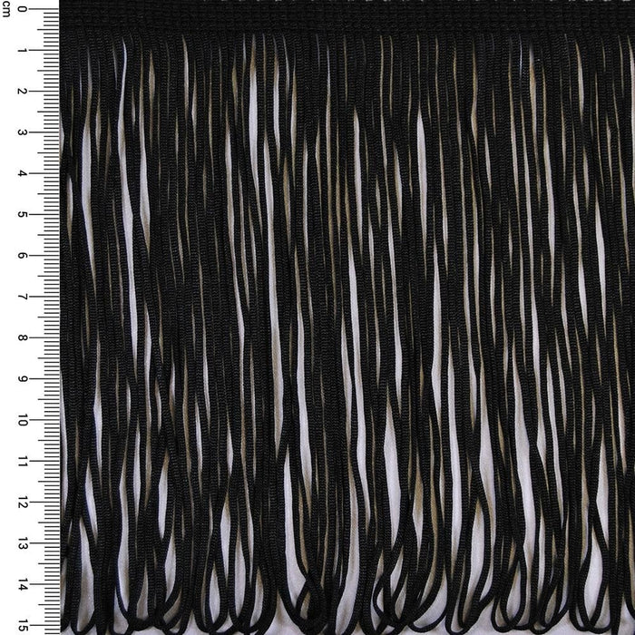 Stretch Fringe trim - BLACK - 15 cm