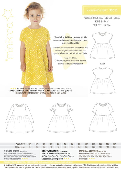 33013 Dress With Full Skirt - Size: 2-14 y