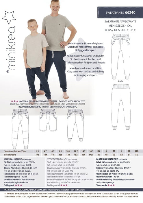 66340 Sweatpants - Size: Kid´s 2-16 y / Adults XS-XXL (46-56)