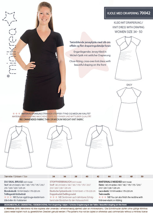 70042 Dress with draping - Size: 34-50