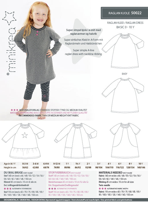 50022 Raglan Dress - Size: 0-10 y