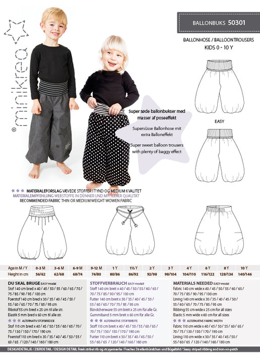 50301 Balloontrousers - Size: 0-10 y