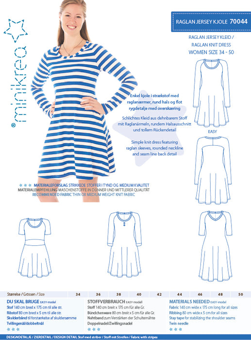 70044 Raglan knit dress - Size: 34-50
