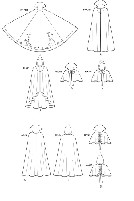S9008 Misses' Cape with Tie Costumes. Size: S-L (36-46)