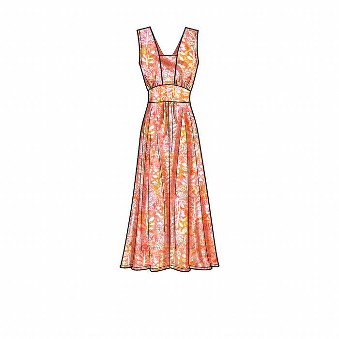 S9325 Misses' and Women's Dress with Length and Sleeve Variations. Size: 36-54