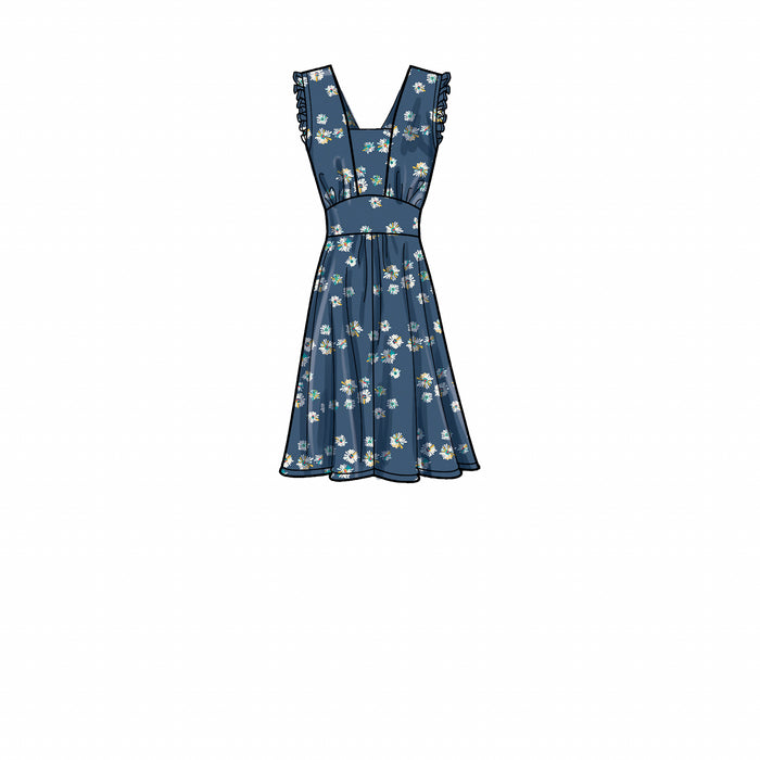 S9325 Misses' and Women's Dress with Length and Sleeve Variations. Size: 36-54