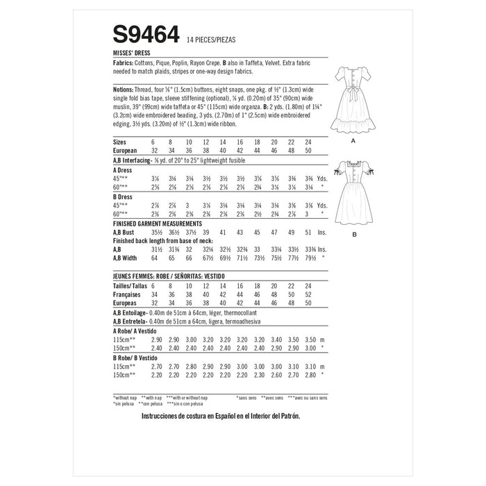 S9464 Misses' 1940s Vintage Dress