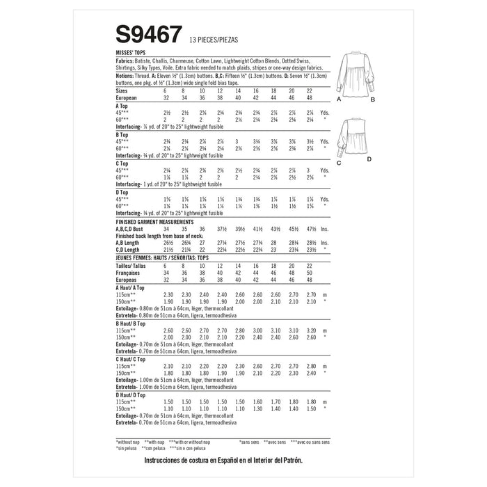 S9467 Misses' Tops