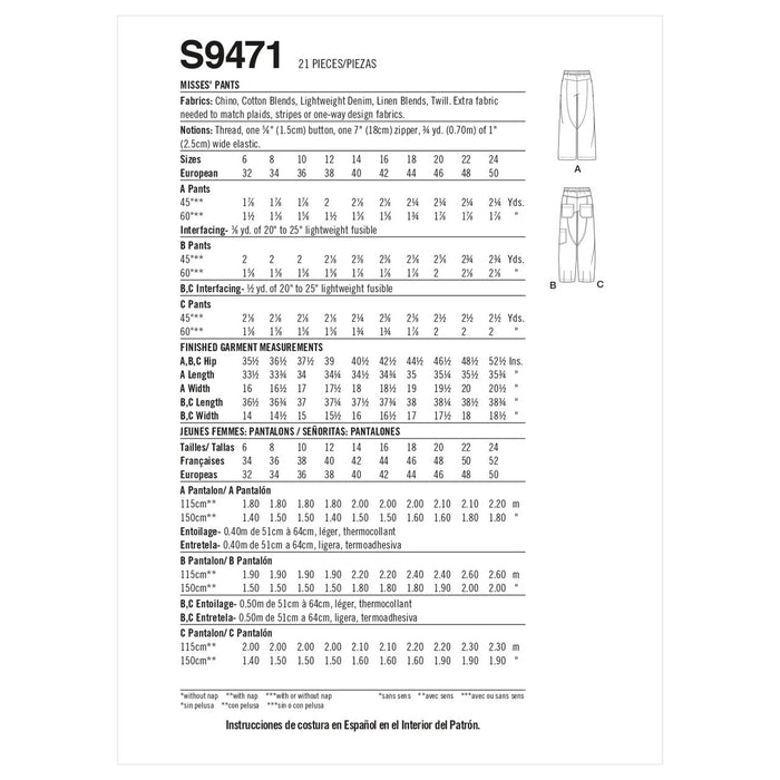 S9471 Misses' Pants