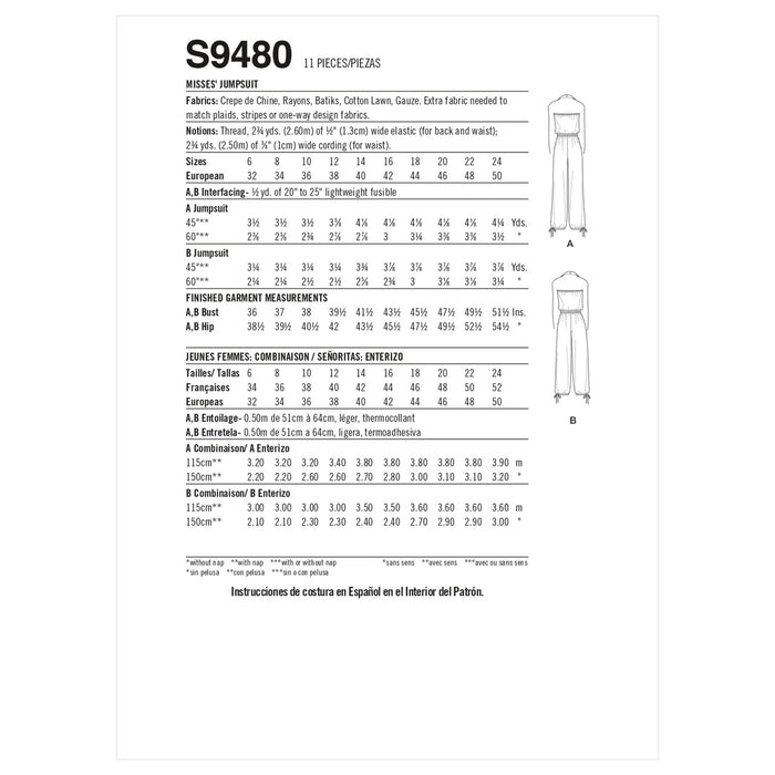 S9480 Misses' Jumpsuit