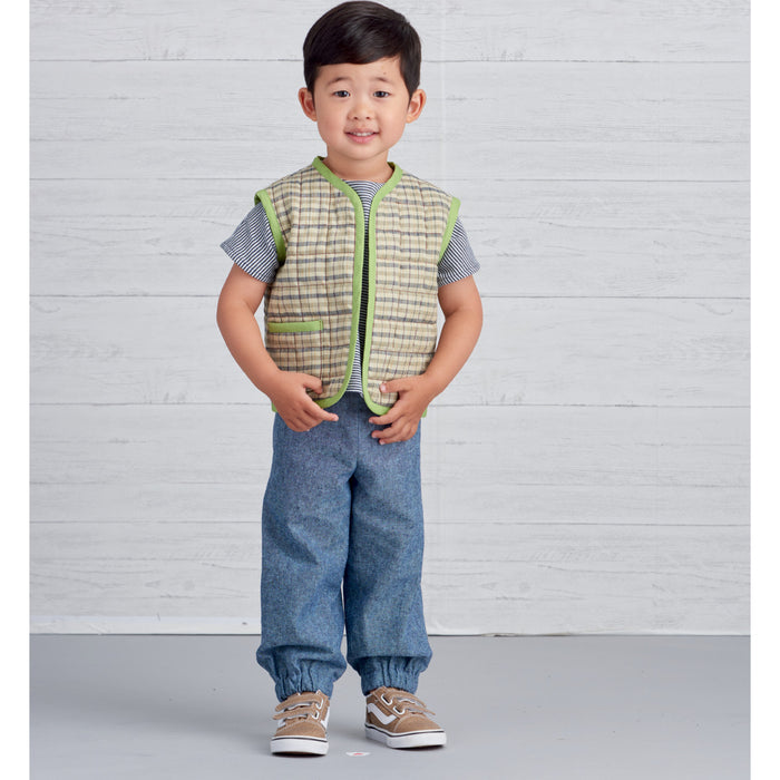 S9485 Toddlers' Knit Top, Jacket, Vest, Skirt and Pants