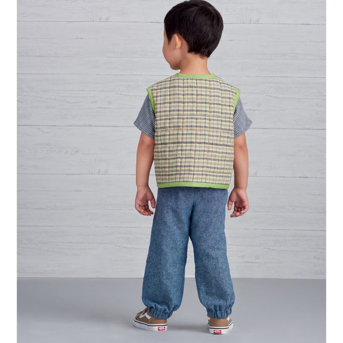 S9485 Toddlers' Knit Top, Jacket, Vest, Skirt and Pants