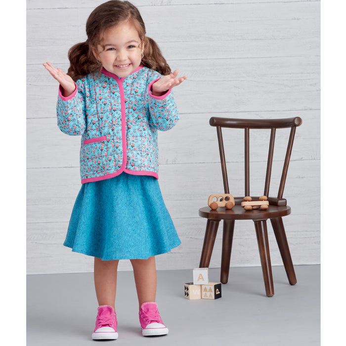 S9485 Toddlers' Knit Top, Jacket, Vest, Skirt and Pants