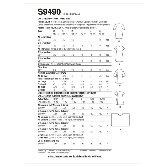 S9490 Unisex Recovery Gowns and Bed Robe