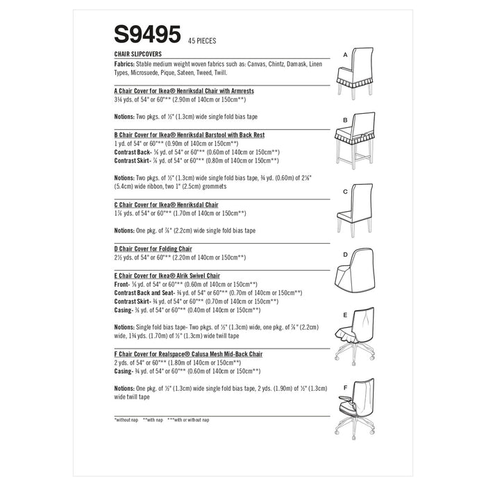 S9495 Chair Slipcovers
