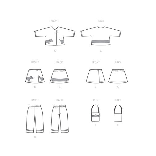 S9504 Children's Jacket, Skirt, Cropped Pants and Purse