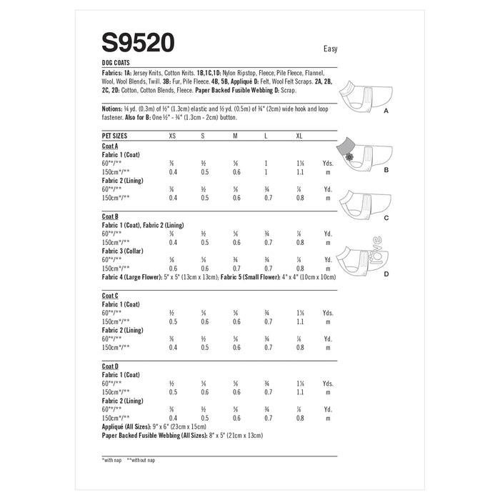 S9520 Dog Coats