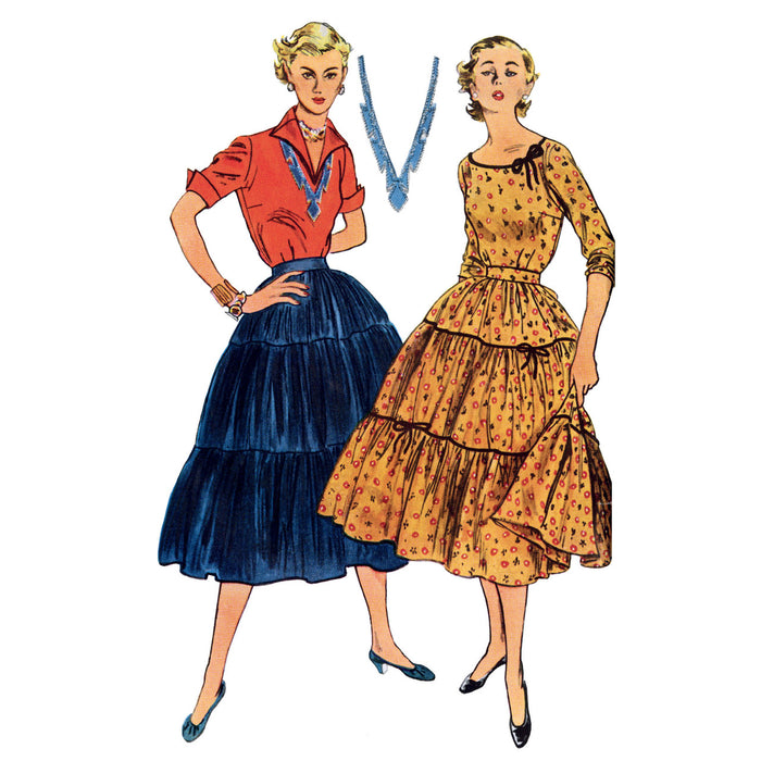 S9537 Misses' 1950s Vintage Blouses and Skirt