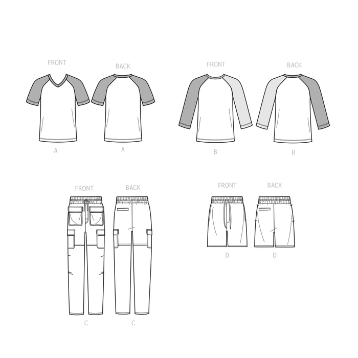 S9561 Boys' Knit Top and Woven Pants and Shorts