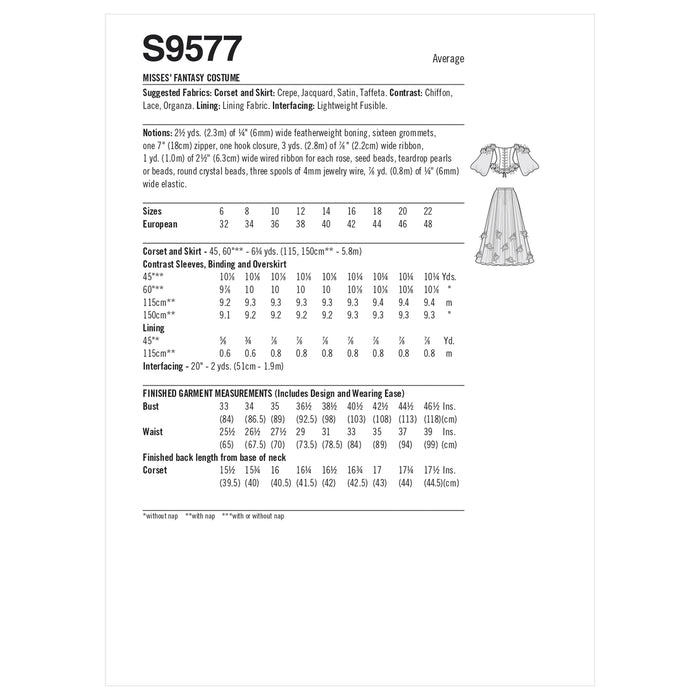 S9577 Misses' Fantasy Costume