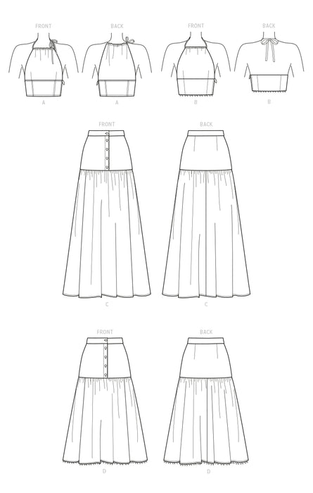 S9613 Misses' Top and Skirts