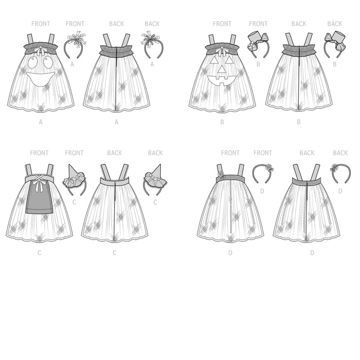 S9625 Toddlers' Tulle Costumes by Andrea Schewe Designs. Size: 6 m-4 y