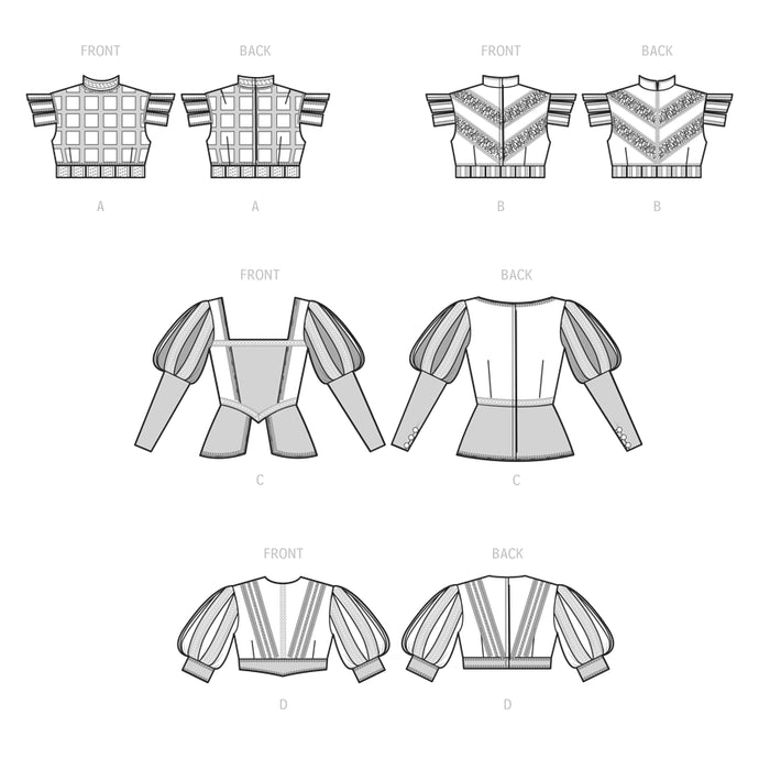 S9627 Misses' Costume Tops by Andrea Schewe Designs. Size: 32-48