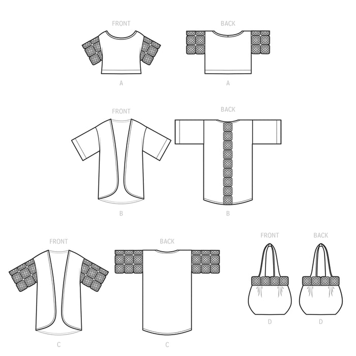 S9633 Misses' Crochet and Sew Top, Jacket and Bag. Size: XS-XL