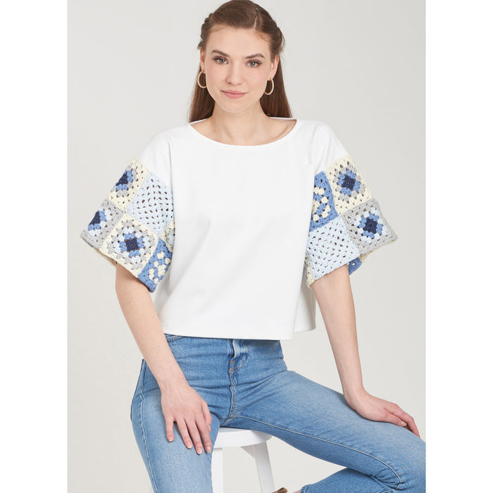 S9633 Misses' Crochet and Sew Top, Jacket and Bag. Size: XS-XL
