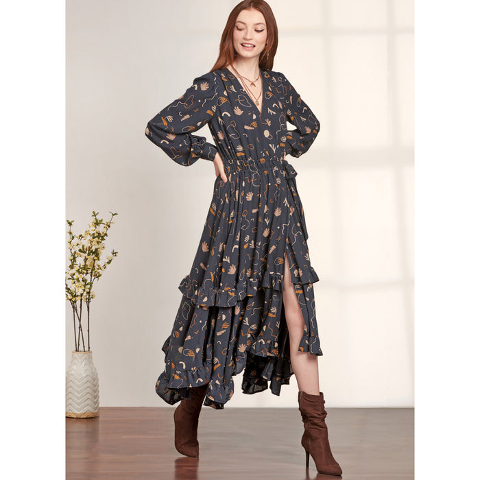S9639 Misses' Midi Wrap Dress. Size: 32-50