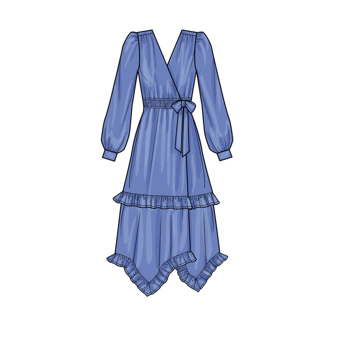 S9639 Misses' Midi Wrap Dress. Size: 32-50
