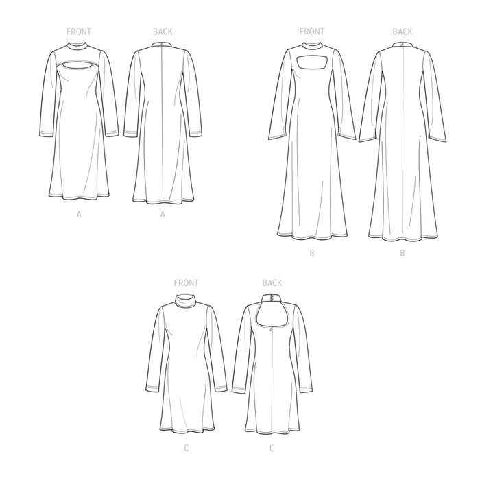 S9644 Misses' and Women's Knit Dress in Three Lengths. Size: 36-54