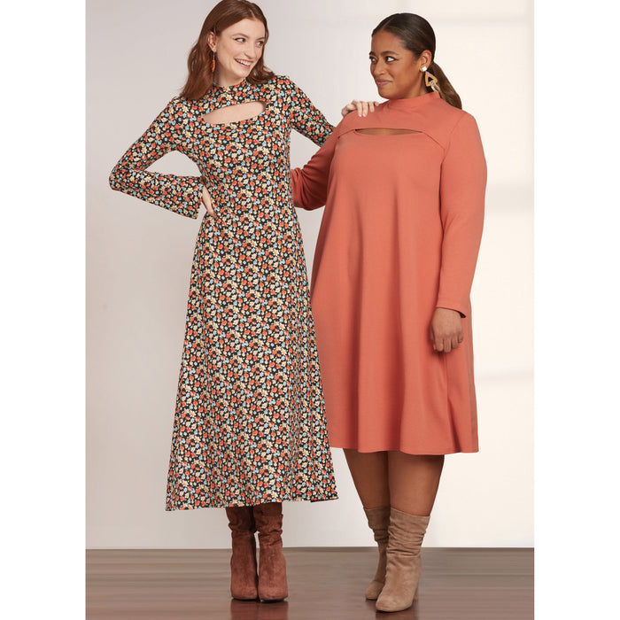 S9644 Misses' and Women's Knit Dress in Three Lengths. Size: 36-54