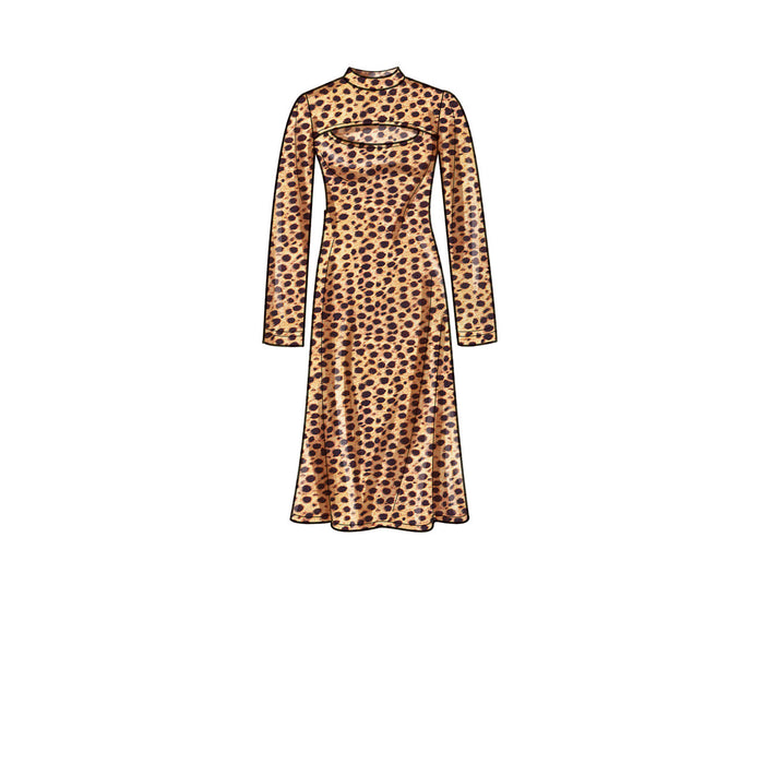 S9644 Misses' and Women's Knit Dress in Three Lengths. Size: 36-54