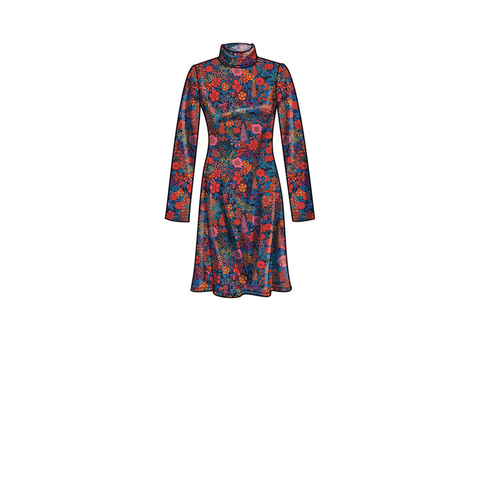 S9644 Misses' and Women's Knit Dress in Three Lengths. Size: 36-54