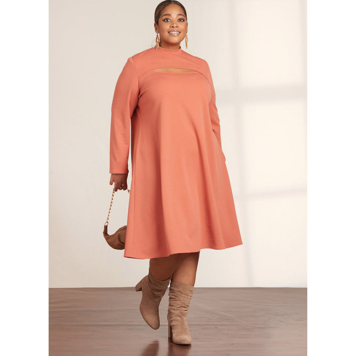 S9644 Misses' and Women's Knit Dress in Three Lengths. Size: 36-54