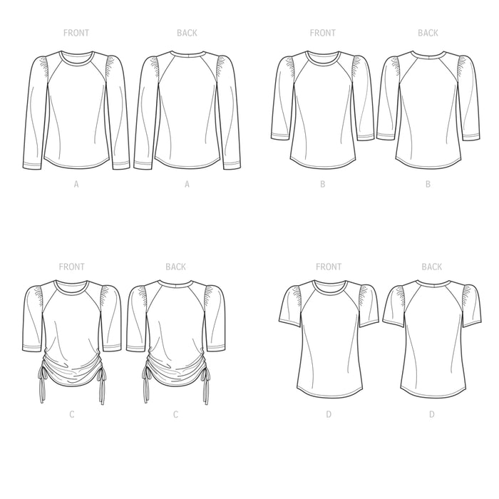 S9645 Misses' Knit Tops. Size: XS-XXL