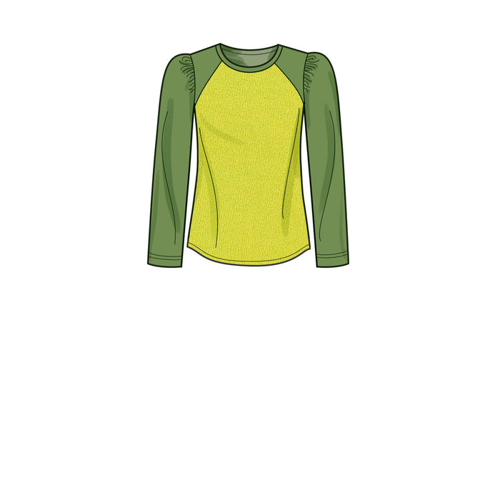 S9645 Misses' Knit Tops. Size: XS-XXL
