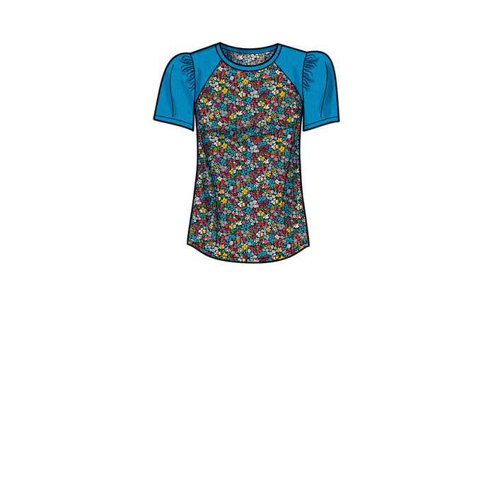 S9645 Misses' Knit Tops. Size: XS-XXL
