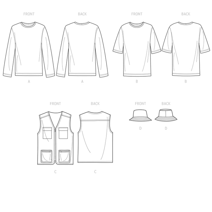 S9651 Men's Knit Top, Vest and Hat. Size: 44-62