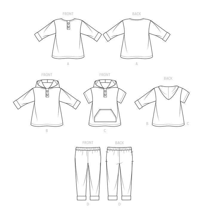 S9652 Toddlers' Tops and Pants. Size: 6 m-4 y