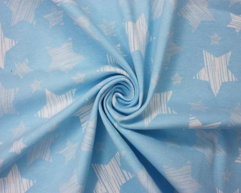 Striped Stars Cotton Jersey-Blue