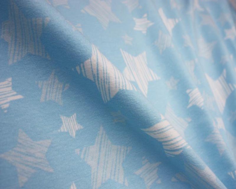 Striped Stars Cotton Jersey-Blue