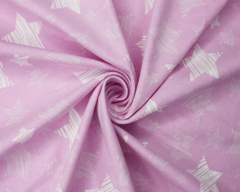 Striped Stars Cotton Jersey-Pink