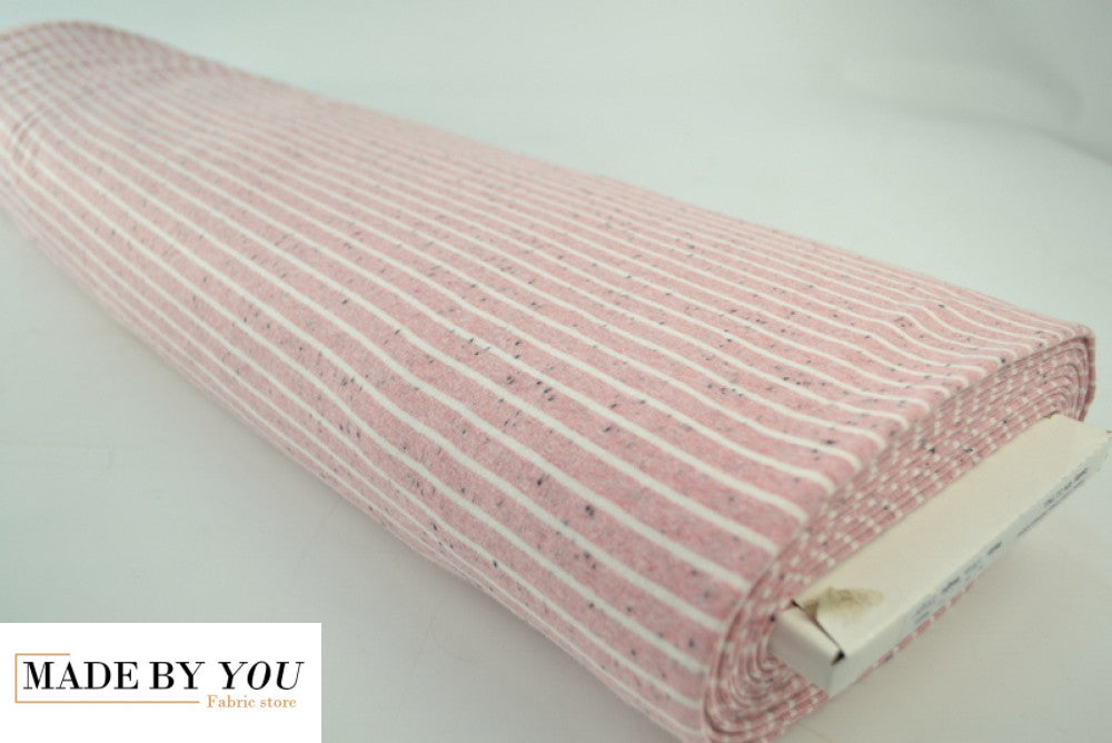 Cotton jersey melange - PINK STRIPES